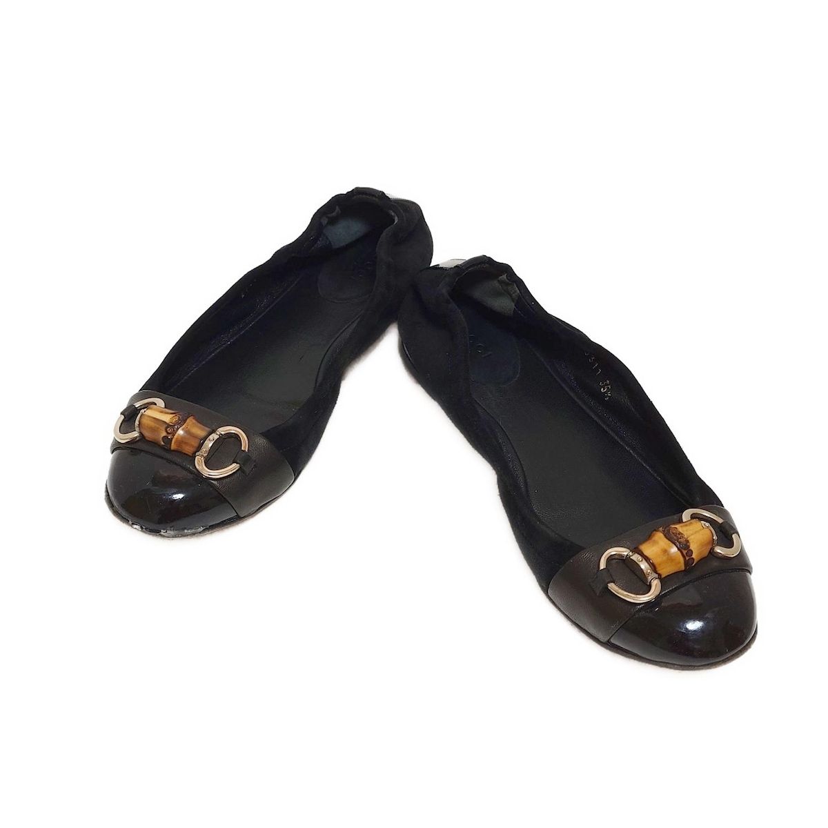 GUCCI ブラック フラットシューズ 35½ GUCCI(グッチ) フラットシューズ 35 1/2 レディース - 黒 ホース