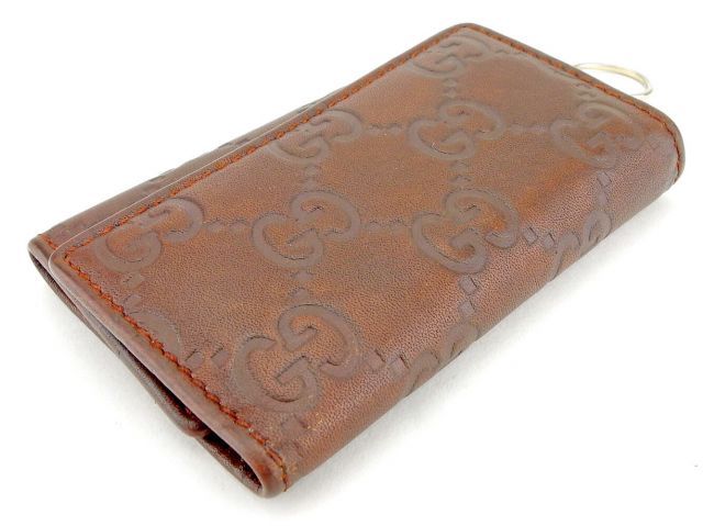 グッチ キーケース グッチシマ ブラウン ゴールド レザー