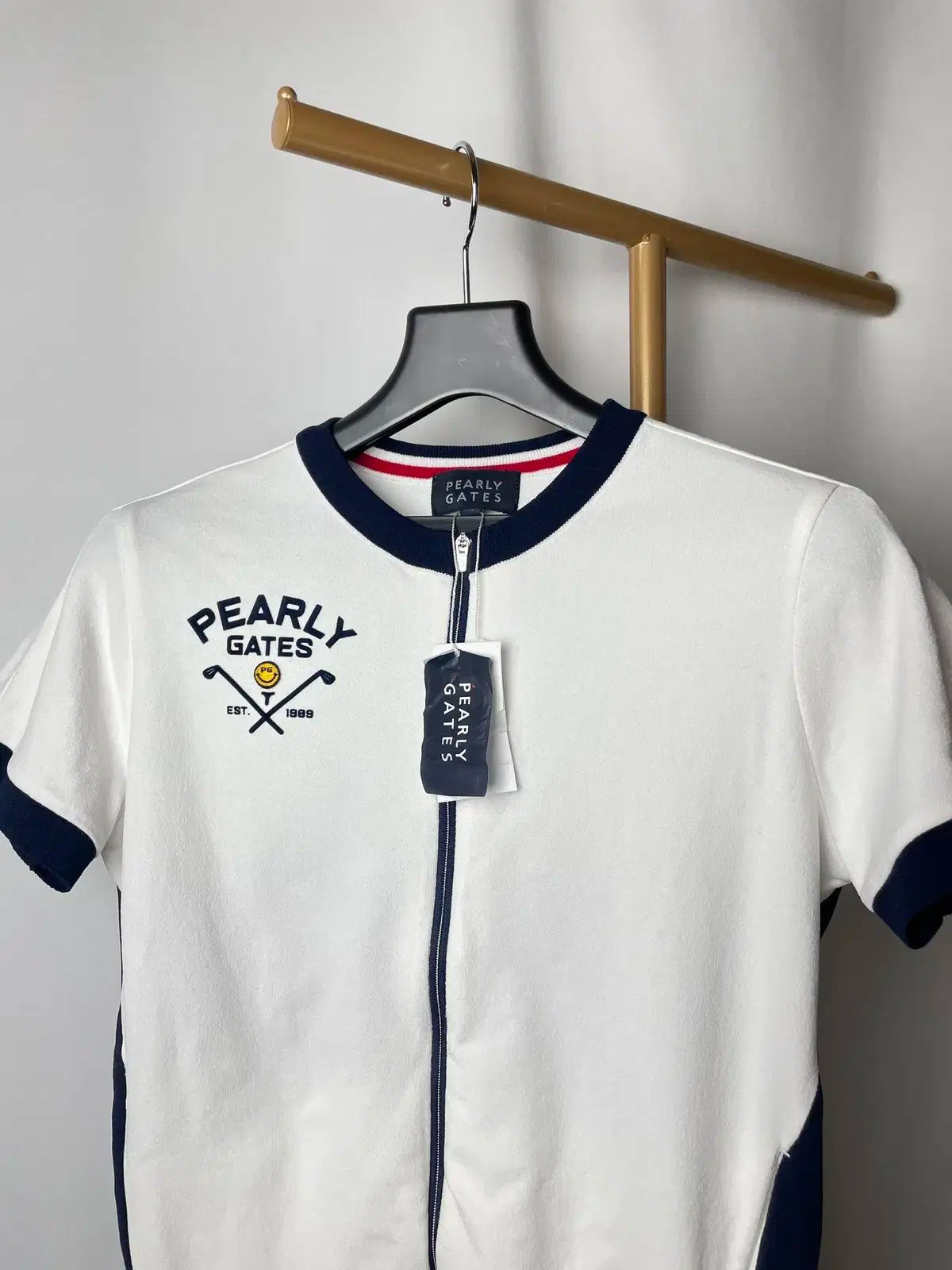 2size ） 新品 PEARLY GATES(パーリーゲイツ) 半袖 ニット ジップアップ