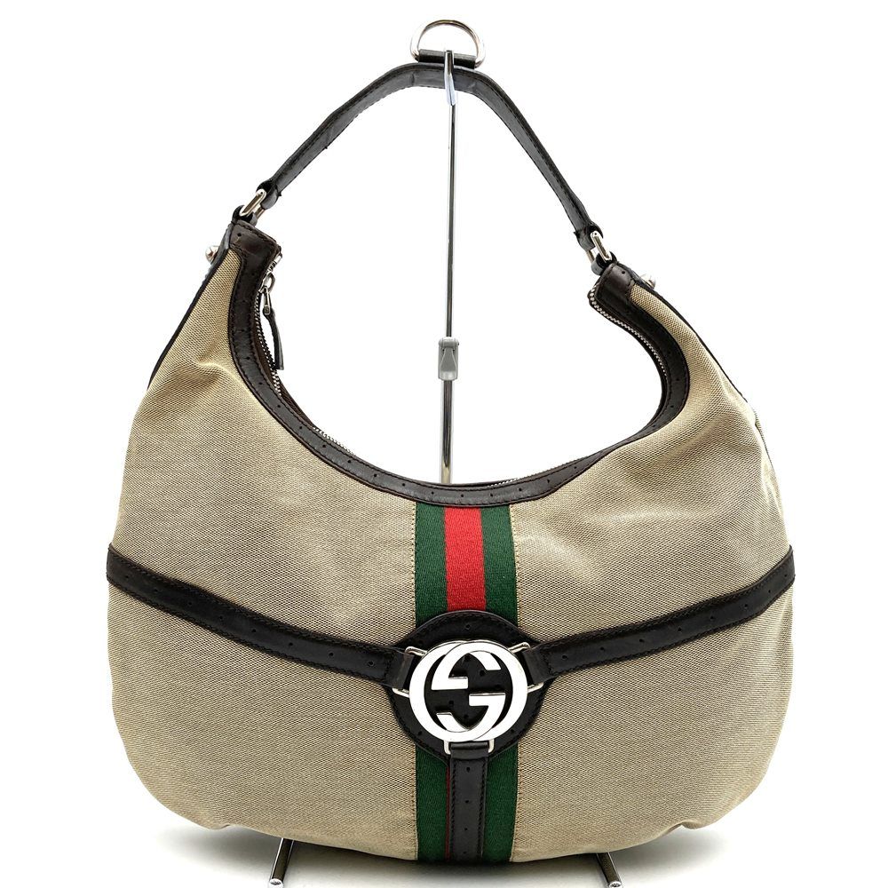 GUCCI グッチ 114871 ハンドバッグ ベージュ キャンバス/レザー