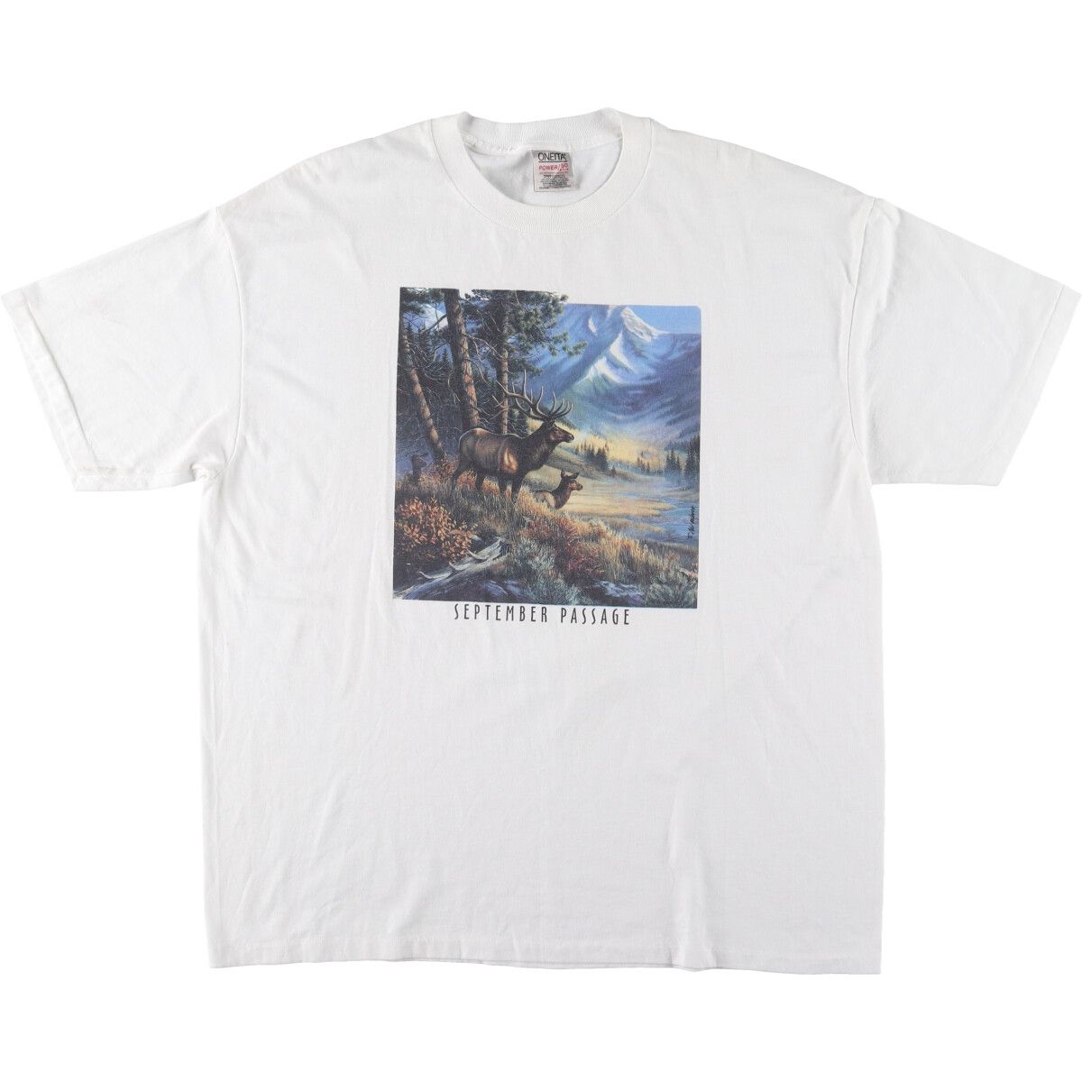 古着 90年代 オニータ ONEITA 鹿柄 アニマルTシャツ メンズXXL ヴィンテージ /eaa447147