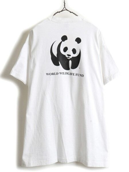 90s USA製 大きいサイズ XL ☆ WWF パンダ アニマル 両面 プリント