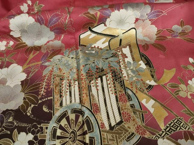 平和屋着物▽豪華振袖 御所車花文 暈し染め 正絹 逸品