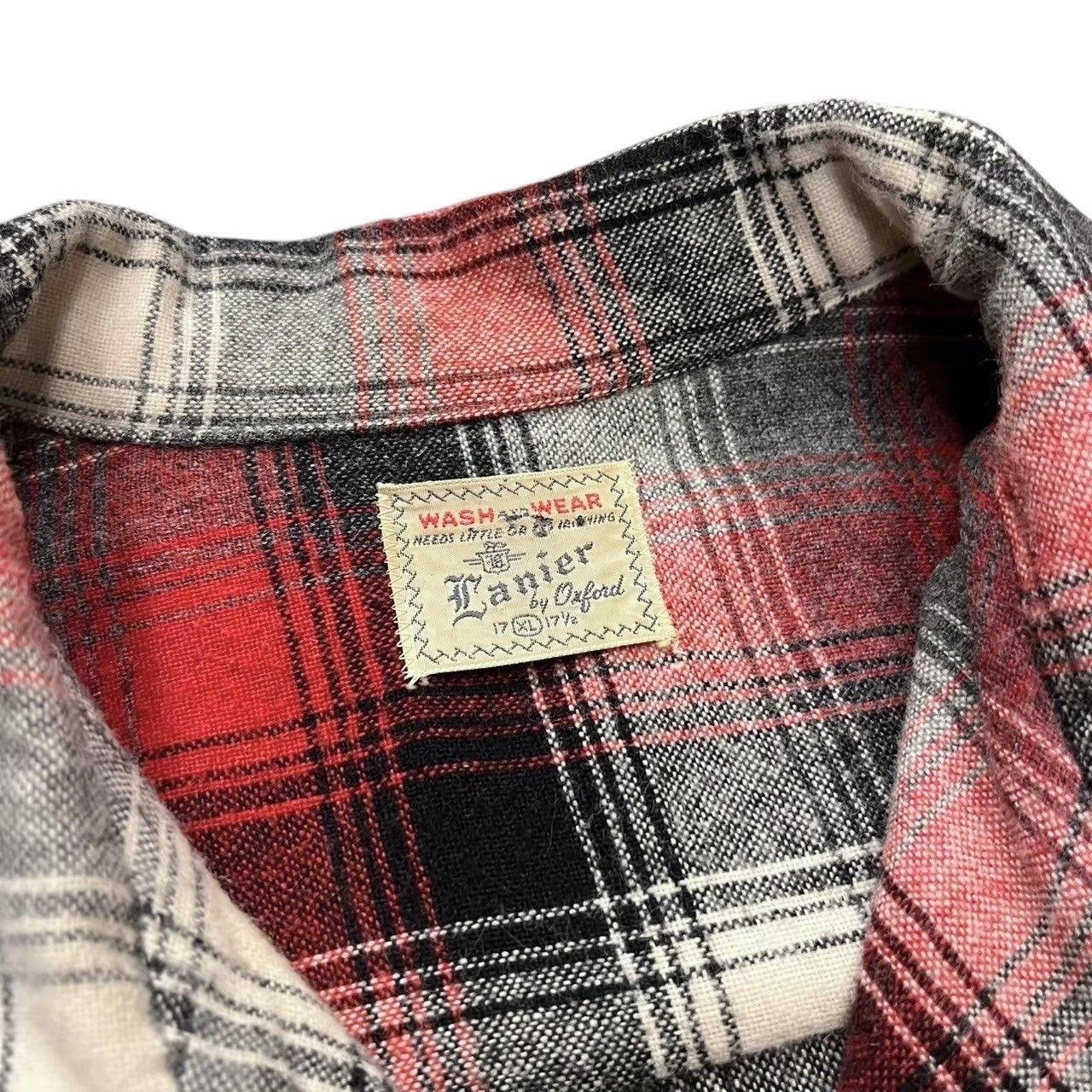 60s ビンテージ Lanier チェック柄 ウールシャツ XL 60年代 ヴィンテージ vintage 開襟シャツ ウール ビッグサイズ - メルカリ