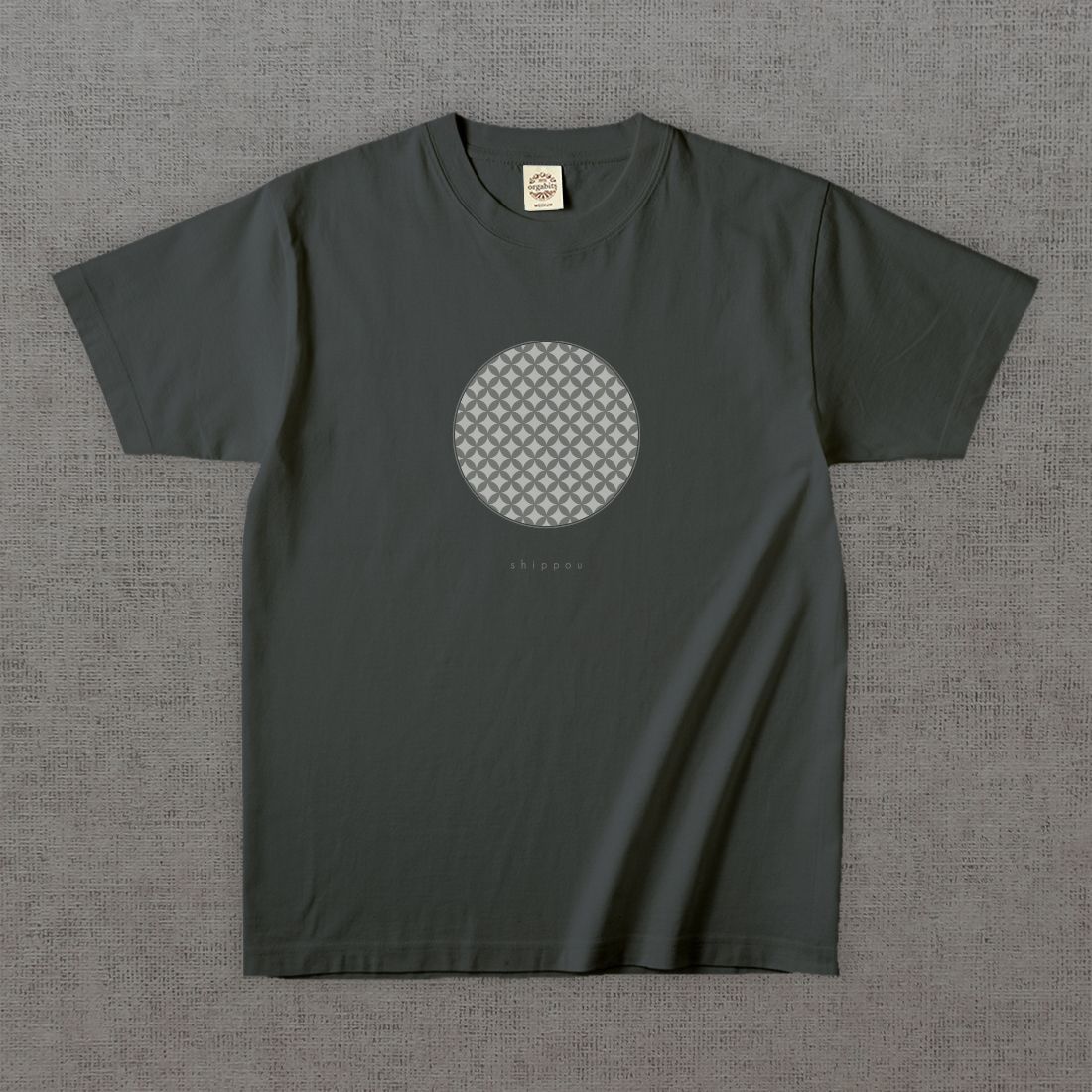 和柄Tシャツ　七宝 -墨・円-