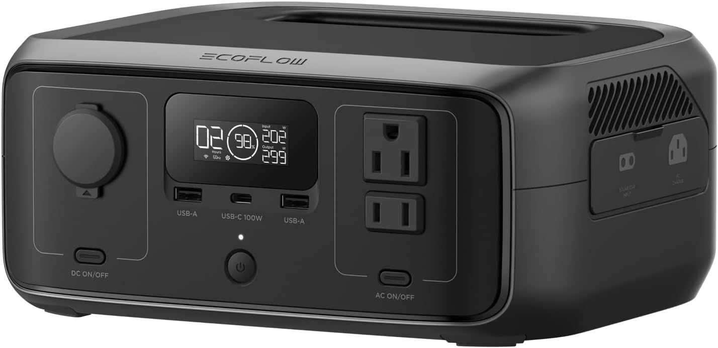 EcoFlow RIVER 3(230) ポータブル電源 230Wh容量 GaN採用 リン酸鉄リチウムイオン電池 30dB静音設計 UPS機能 軽量 AC定格300W /サージ600W USB-A/C キャンプ アウトドア 停電対策 防災グッズ