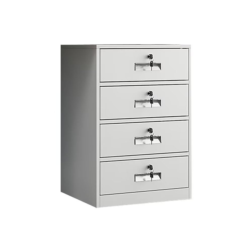 引き出し 大容量収納 鍵付き 頑固 長持ち スチール書庫 完成品 オフィスキャビネット 4段引き出し ホワイト Jiza 高さ650MM