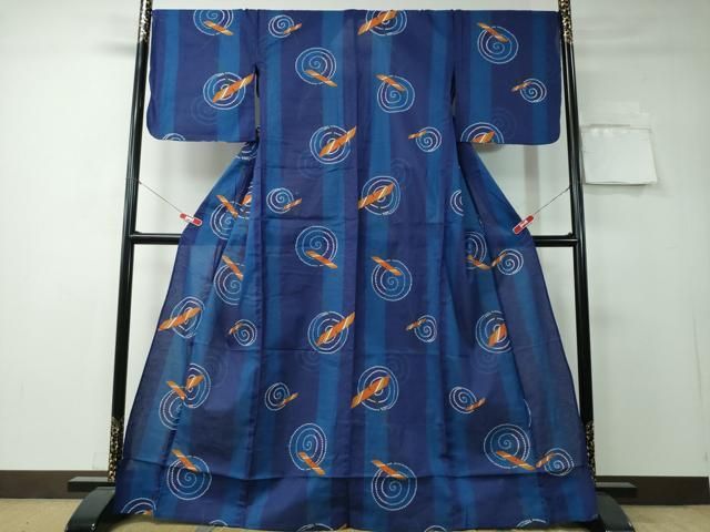 平和屋着物∴夏物 綿紅梅 浴衣 草花文 黒地 綿 逸品 CAAW5146dy