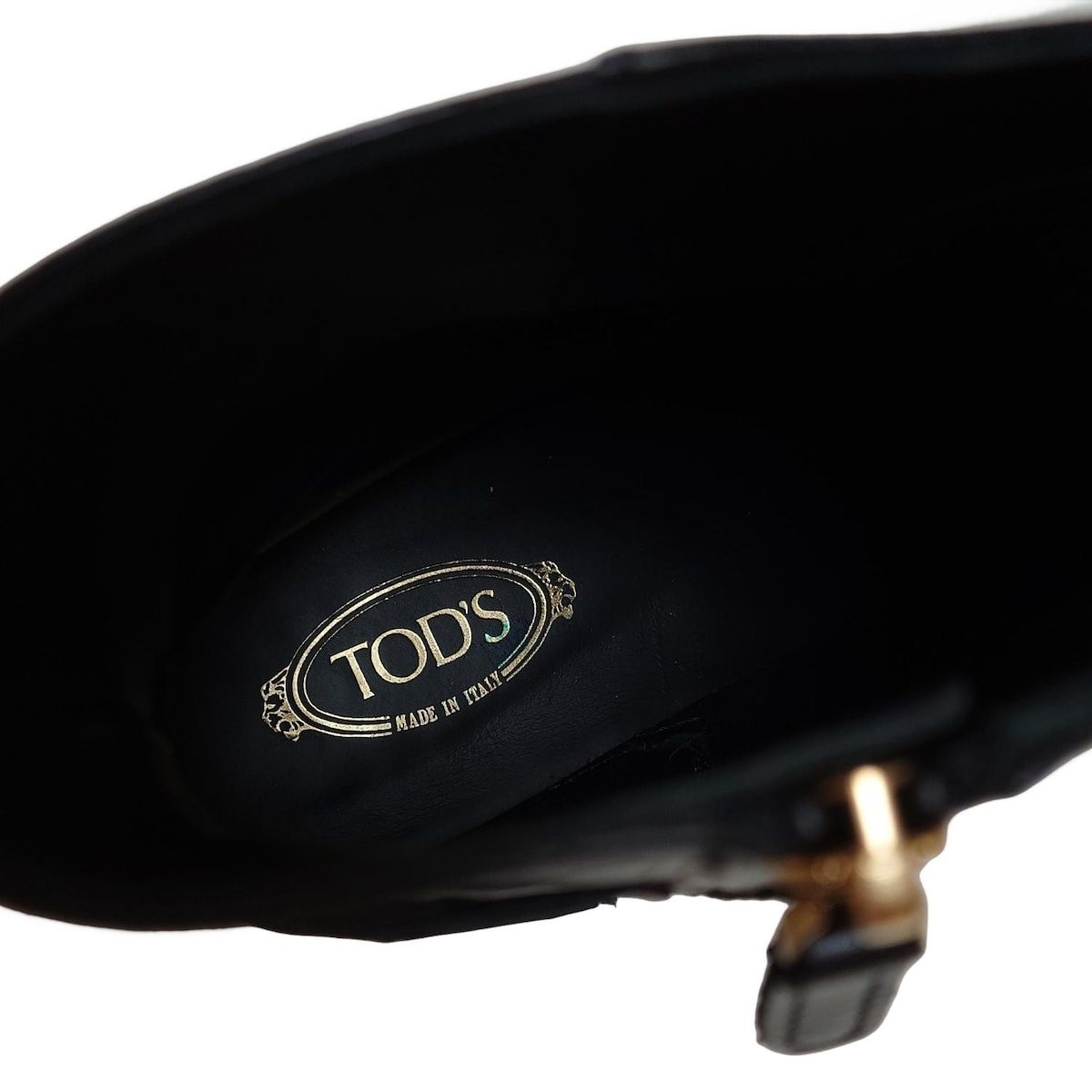 TOD S トッズ ショートブーツ 39 レディース - 黒 レザー KIN-KAAI_COM