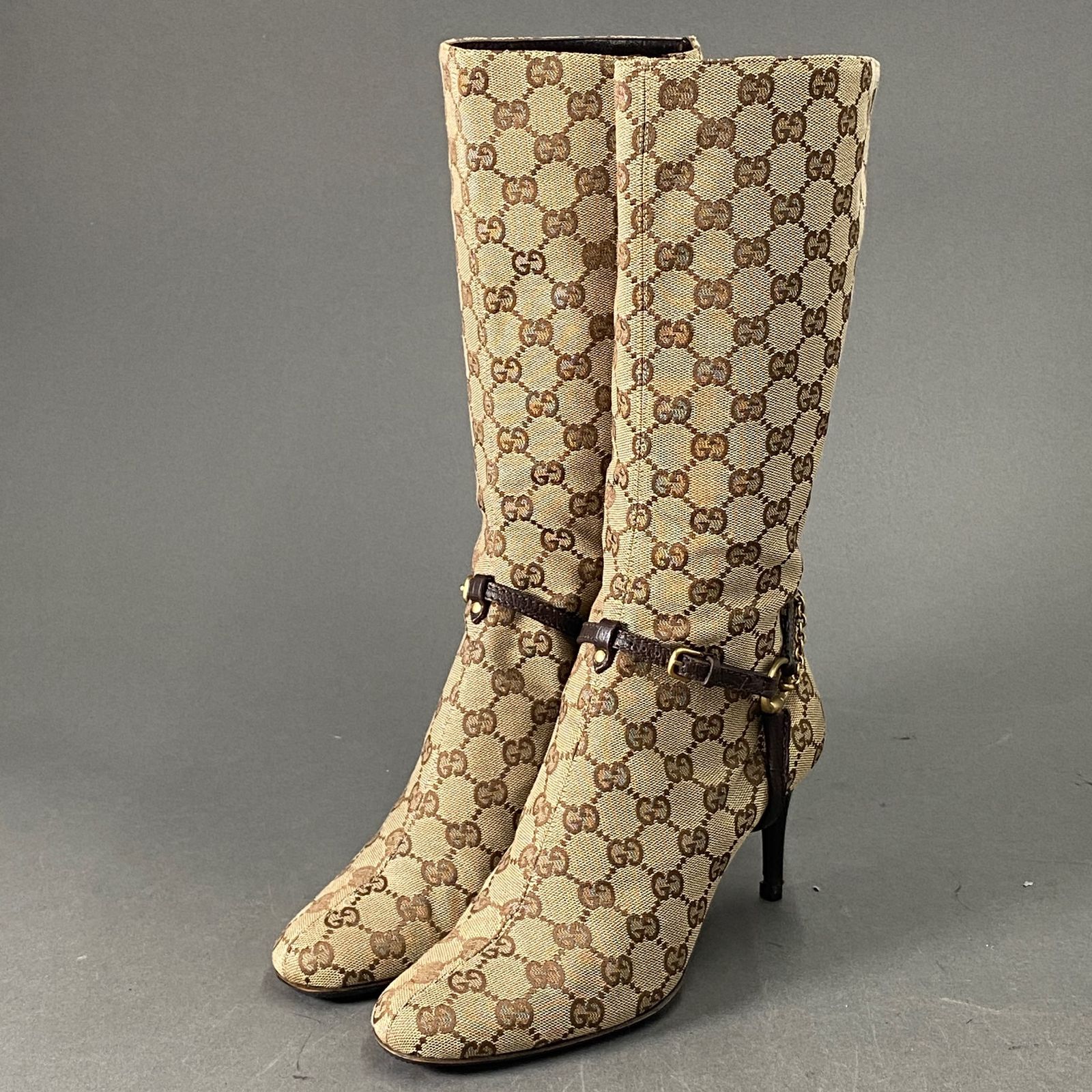 1L7 GUCCI グッチ GGキャンバス ロングブーツ 115079 38(24.5cm 
