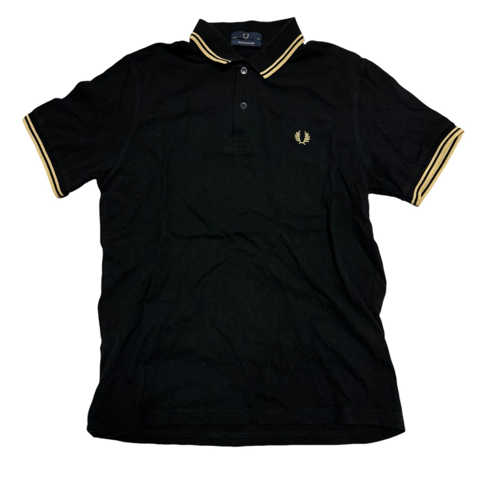 に*ー様 フレッドペリー　ポロシャツメンズLサイズ　黒 Z869 【美品】 FRED PERRY フレッドペリー 英国製 半袖