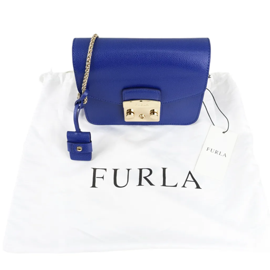 ★☆★オープニング価格★☆★　カワイイ【未使用品】FURLA　フルラ　メトロポリス　チェーンショルダーバッグ　レザー　ブルー　レディース　肩掛け