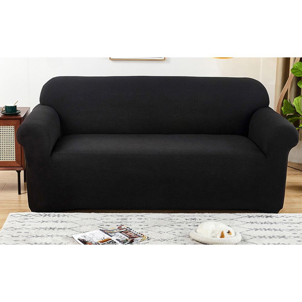 ブラック  二人掛け(145-180cm)  ソファーカバー 無地 一体型 北欧風 ysscover5231a ソファーカバー ソファ カバー 一体型 マルチカバー はっ水 撥水 伸縮 伸びる キズ防止 汚れ防止 肘あり 肘なし 無