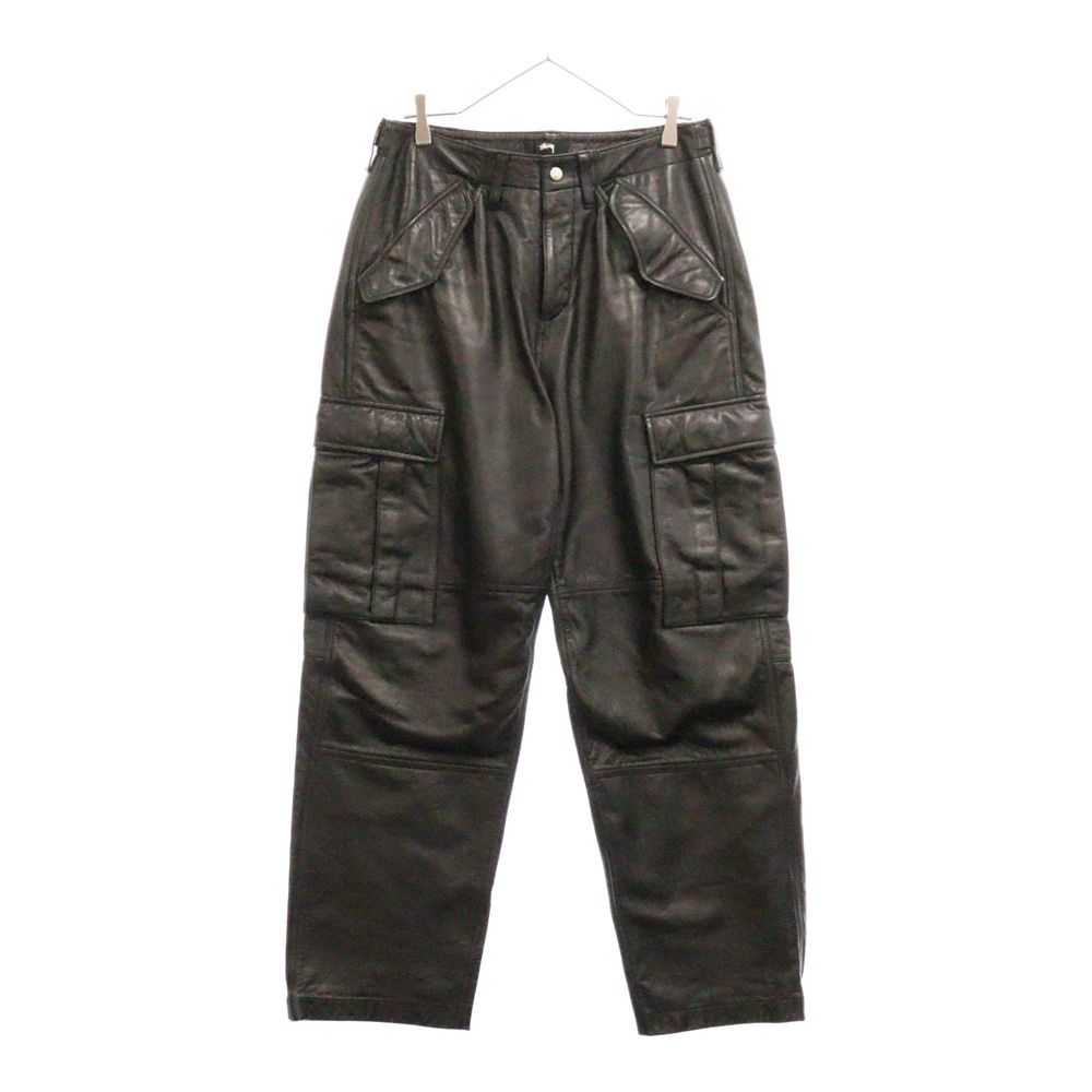 STUSSY ステューシー MILITARY CG PANT LTH ミリタリー レザー カーゴパンツ ブラック 116682