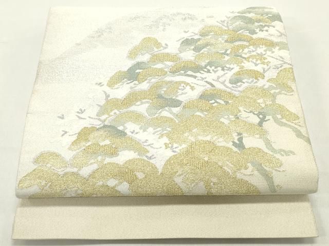 平和屋着物●爪掻き本綴れ　太鼓柄袋帯　風景花松文　金銀糸　やまと誂製　正絹　逸品　DAAY0105ob 平和屋着物○爪掻き本綴れ 太鼓柄袋帯 風景花松文 金銀糸 やまと誂製