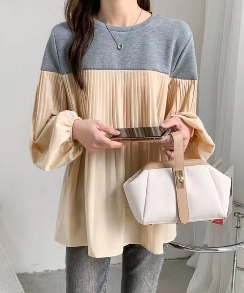 フリルブラウス レディース 体型カバー ゆったり 長袖 上品 バルーンスリーブブラウス 通勤 ビジネス フォーマル c-ltop-374-01.jpg