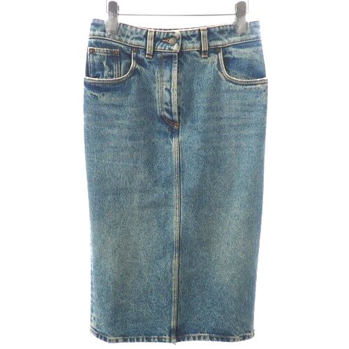PRADA プラダ デニム　スカート　三角ロゴ　 38 PRADA プラダ デニム スカート 三角ロゴ 38 【公式通販】