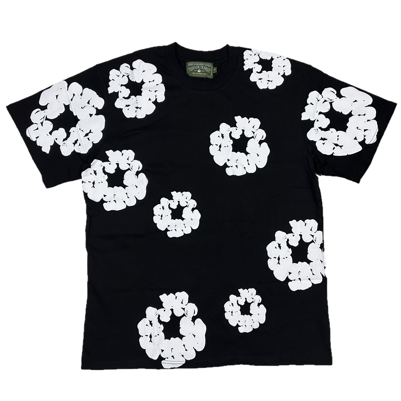 DENIM TEARS ブラック フラワープリント パンツ M 美品 DENIM TEARS フラワー プリント イージー スウェットパンツ
