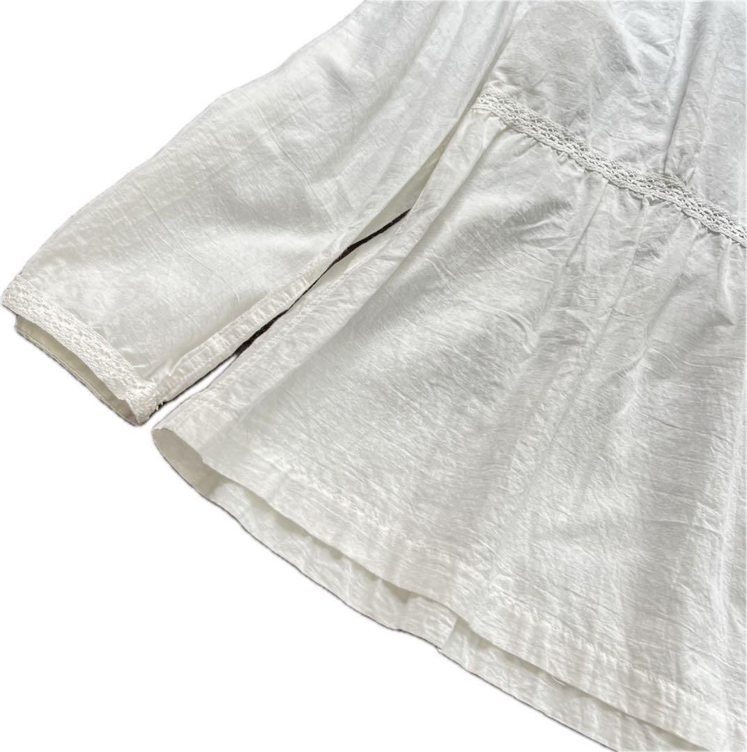 美品✨ 45R インドカディdeレースカラーTシャツ ブラウス 白 現行タグ 45R フォーティファイブアール インドカディdeレースカラーT
