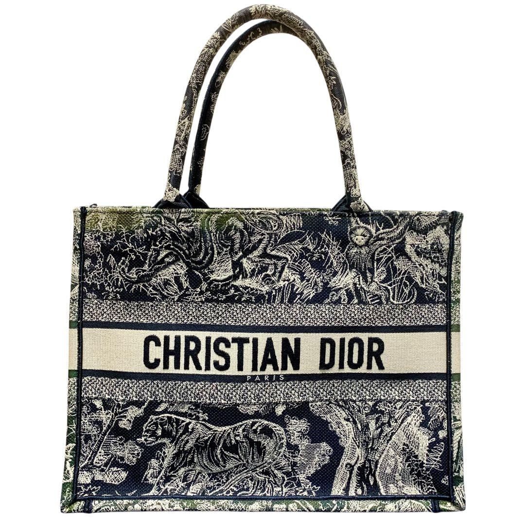 クリスチャンディオール ブックトート ミディアム トワルドゥジュイ ネイビー 紺 クリスチャンディオール ブックトート ミディアム トワルドゥジュイ