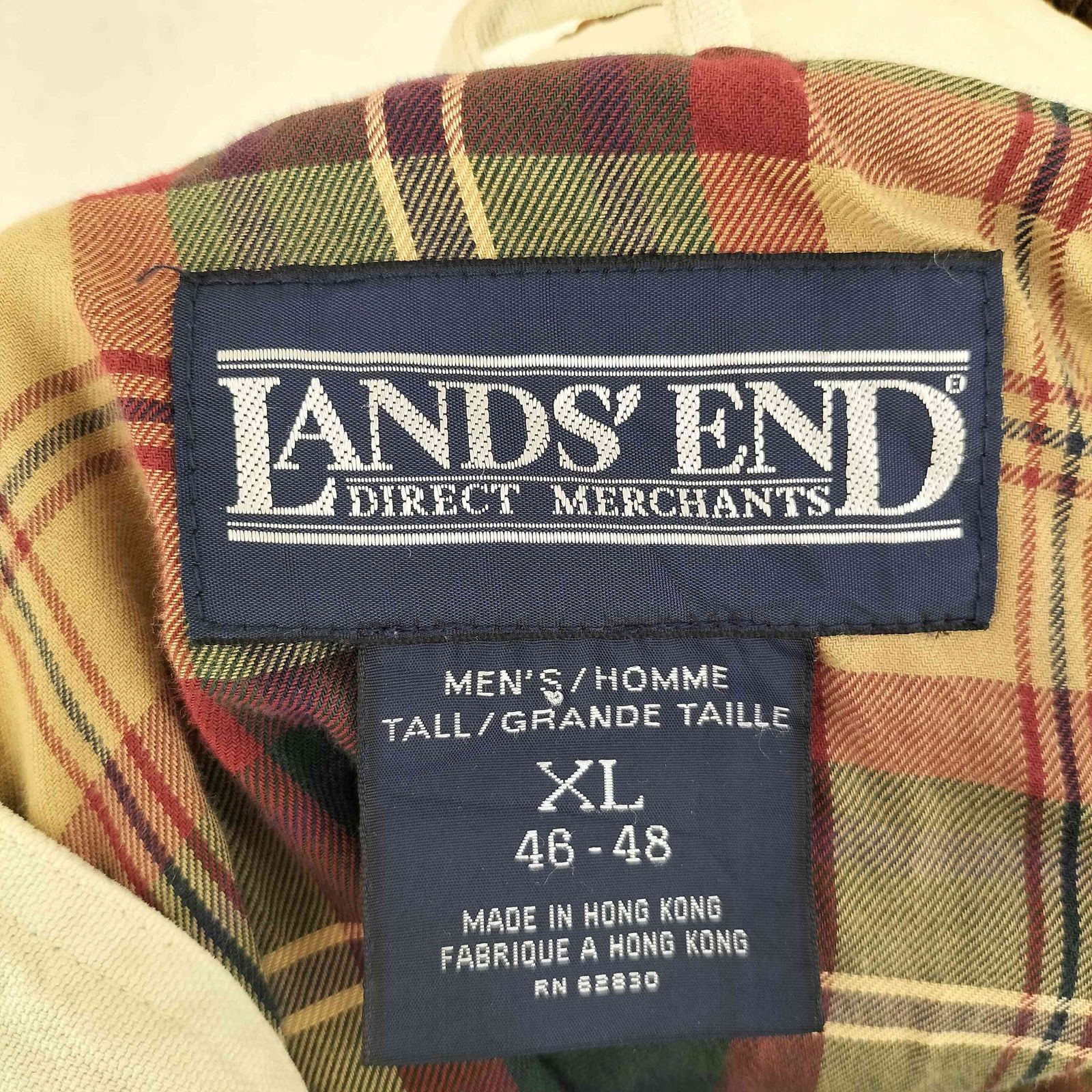 ランズエンド LANDS END 香港製 裏地チェック ハンティング