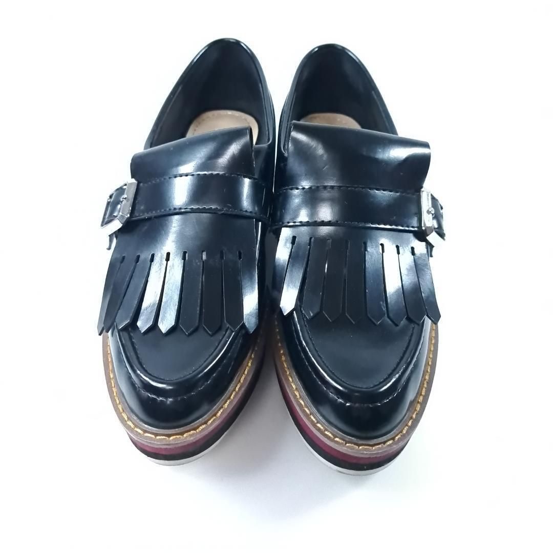 美品】 ZARA Woman キルトローファー 厚底 37 ブラック ザラ 美品】 ZARA Woman キルトローファー 厚底 37 ブラック ザラ