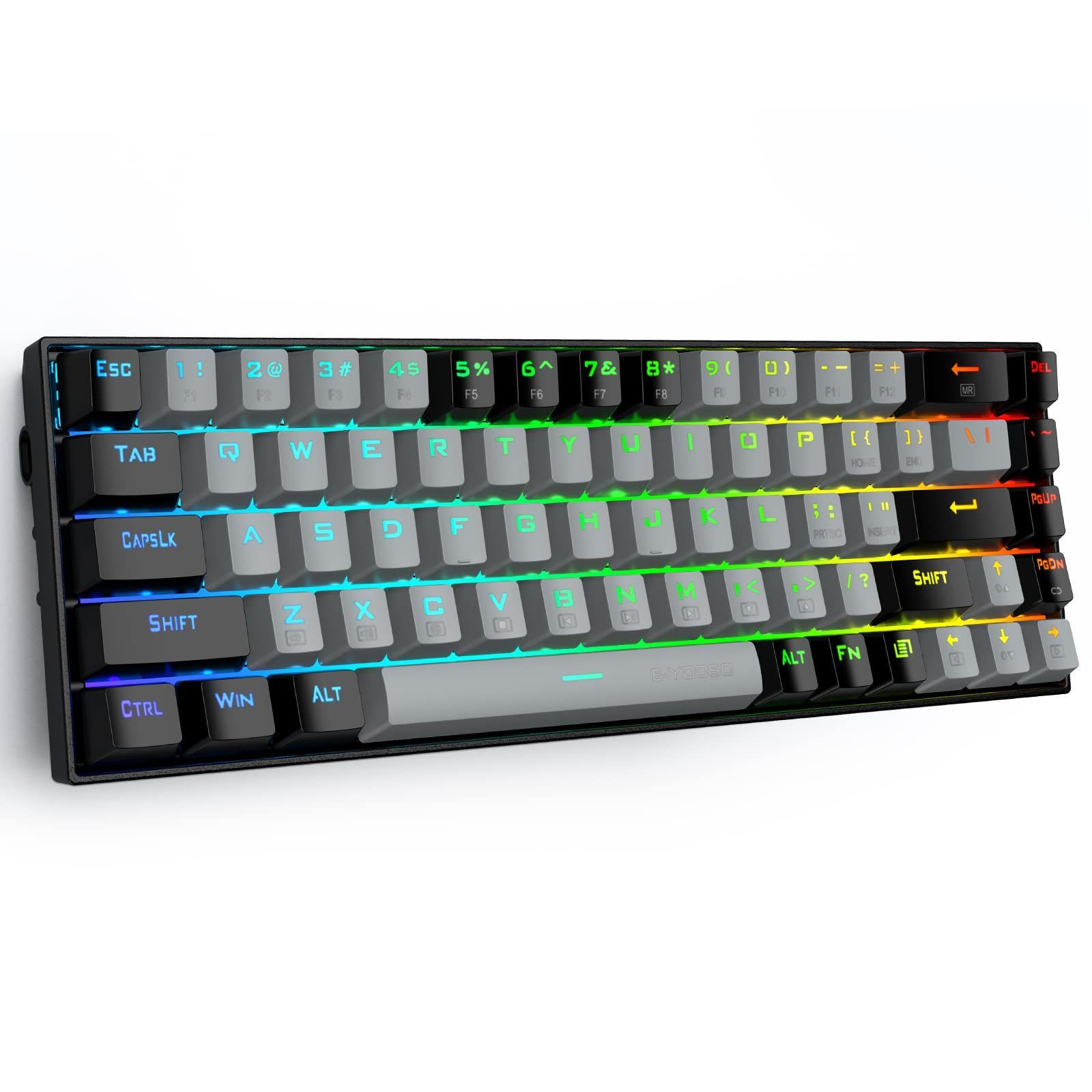 【特価商品】USB有線 防水仕様 光るキーボード 角度調整 テンキーレス RGB168万色LED色変え 着脱式ケーブル 赤軸 在宅勤務オフィスゲーミング 68キー 6%メカニカルキーボード Windows ゲーミング