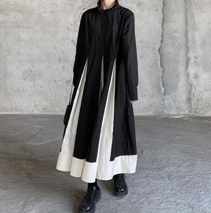 ワンピース レディース ロングワンピース ロング丈 レイヤード風 重ね着風 異素材 秋冬 体型カバー ゆったり せ 可愛い 通勤 通学 シンプル おしゃれ 柔らかい 肌着 20代 30代 40代xkmilyx138 DZ20