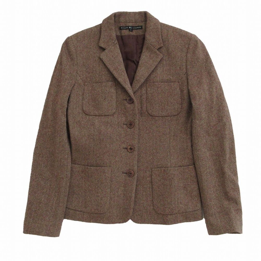 RALPH LAURENT ラルフローレン ヘリンボーン柄 パンツ スーツセットアップ 秋冬 ブラウン サイズS-M レディース