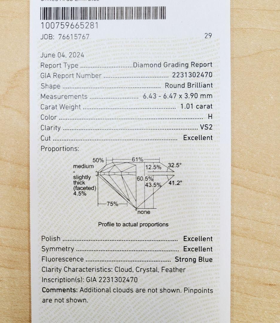 GIA ギラギラ！1ct H VS2 3EX ダイヤモンド K18WG リング - メルカリ