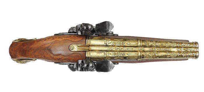 重量810g DENIX フリントロック 銃 ピストル　ナポレオンモデル ☆DENIX フリントロック ダブルバレルピストル ナポレオンモデル