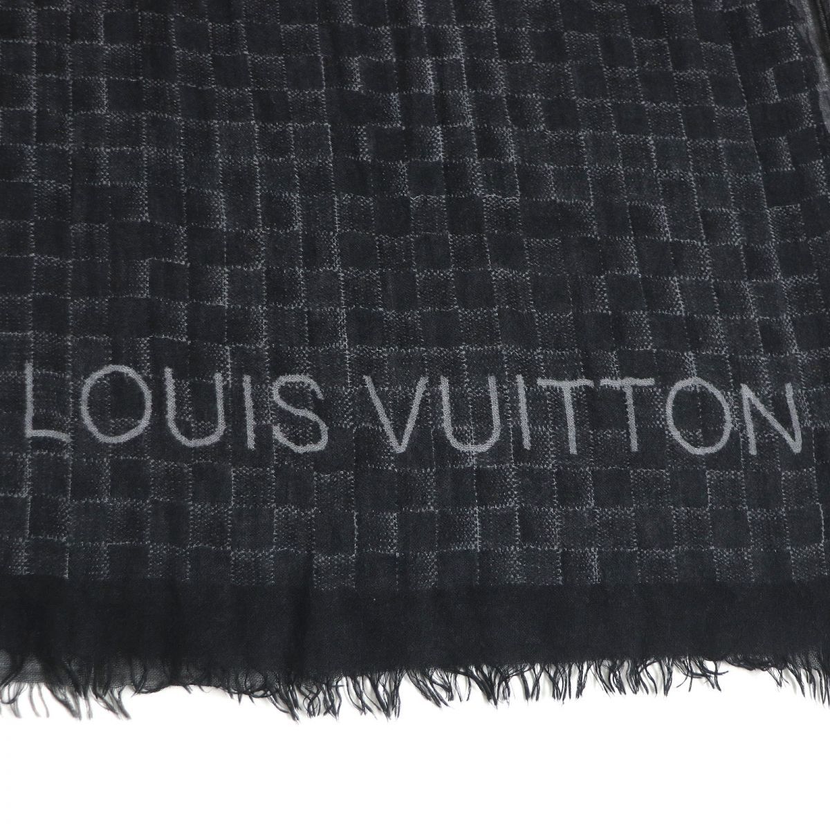 LOUIS VUITTONダミエ カシミヤ×シルク ロゴ入り 大判ストール-