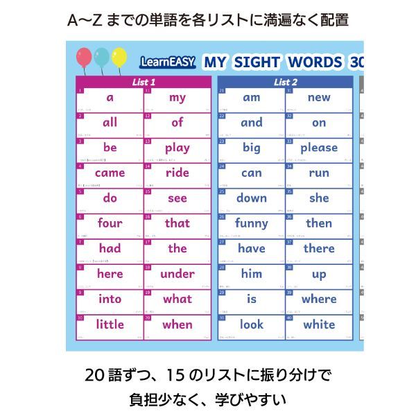 LearnEASY サイトワード入門 MY SIGHT WORD 300 ポスター５枚 発音CD付き 厳選300ワード