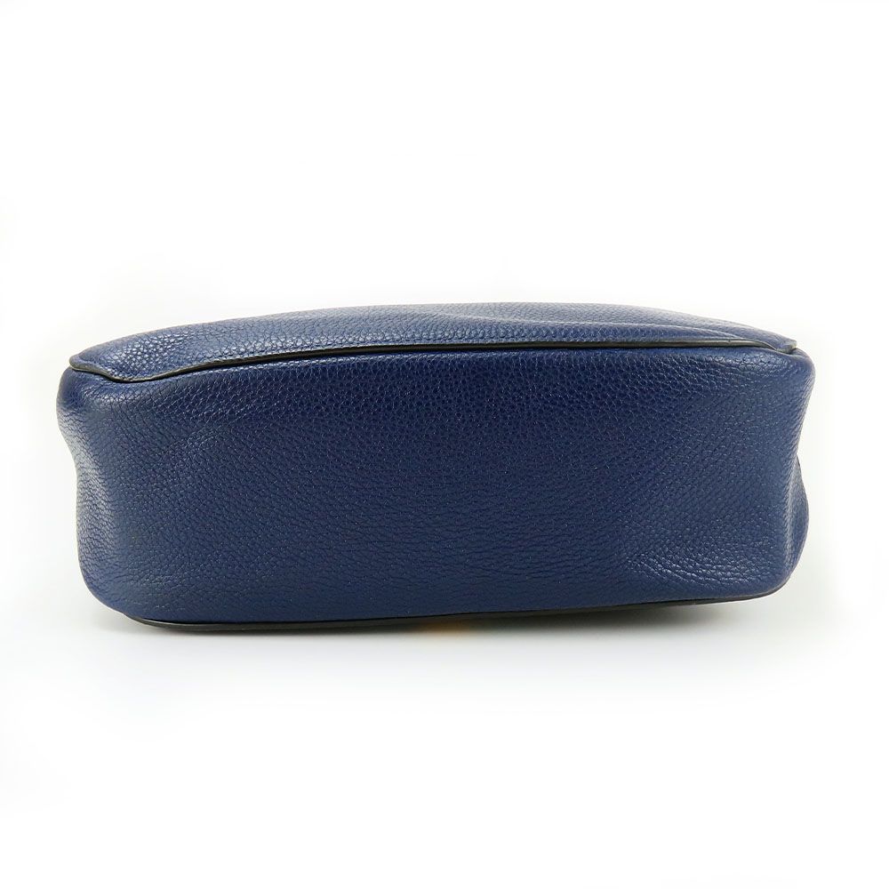 中古】 コーチ ショルダーバッグ F80643 レザー ネイビー シルバー金具  