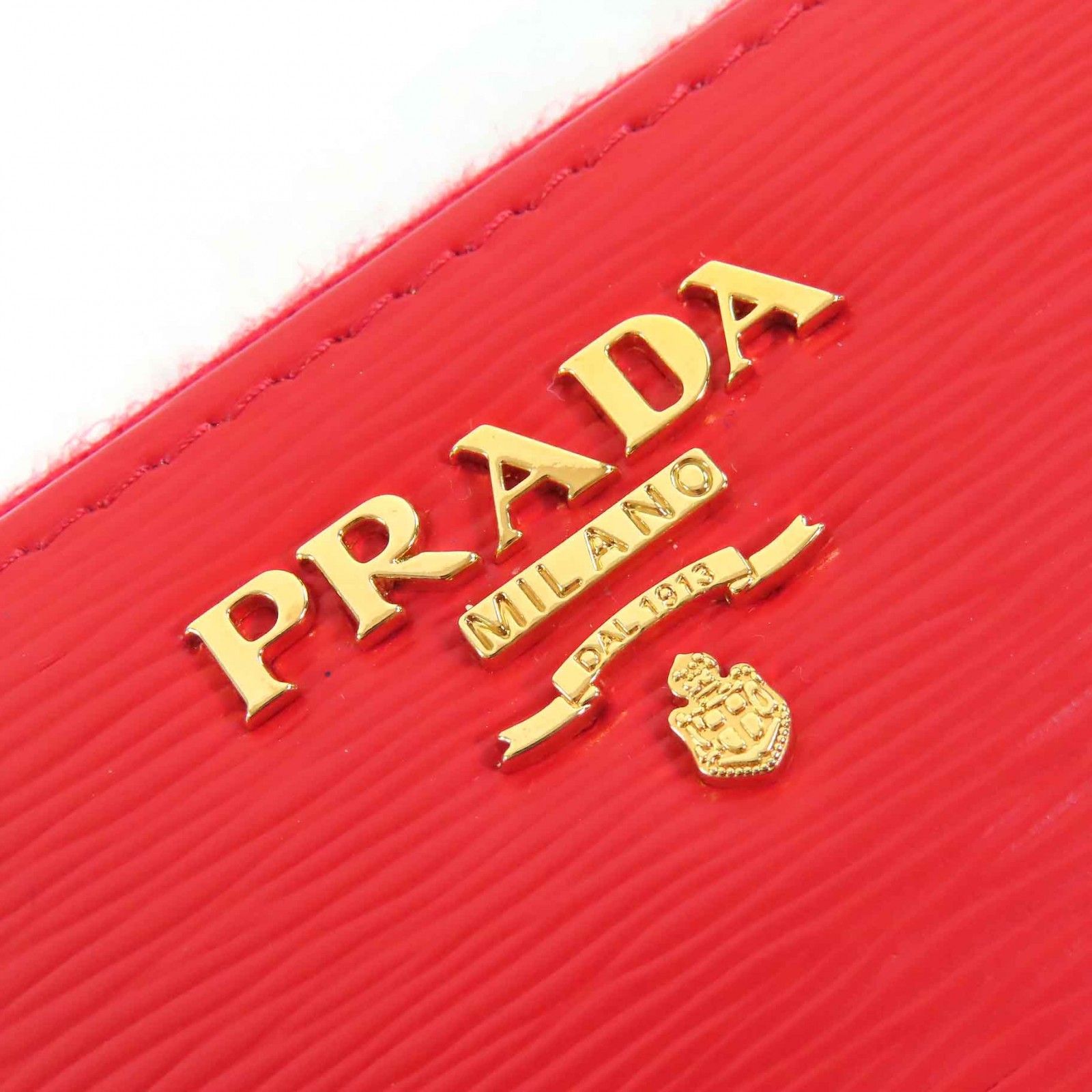 極美品△PRADA プラダ 1ML506 VITELLO MOVE ロゴ金具 ラウンド 