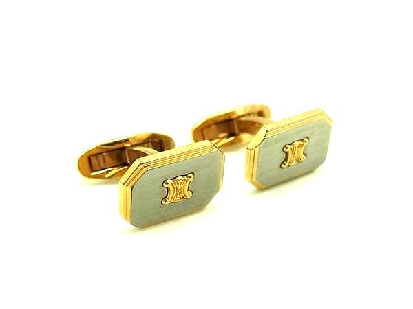 □美品□ CELINE セリーヌ マカダム カフスボタン カフリンクス