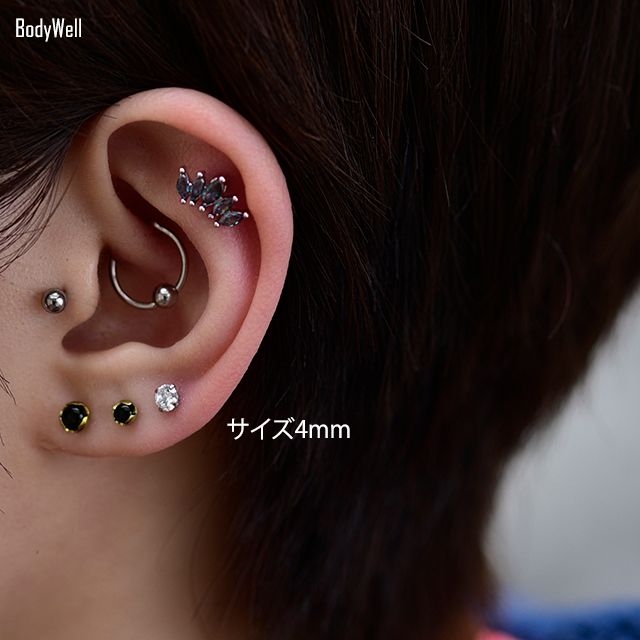 ボディピアス 16G プッシュピアス クリスタル 立爪 ジュエル ジルコニア ラブレットピアス ステンレスピアス 軟骨ピアス