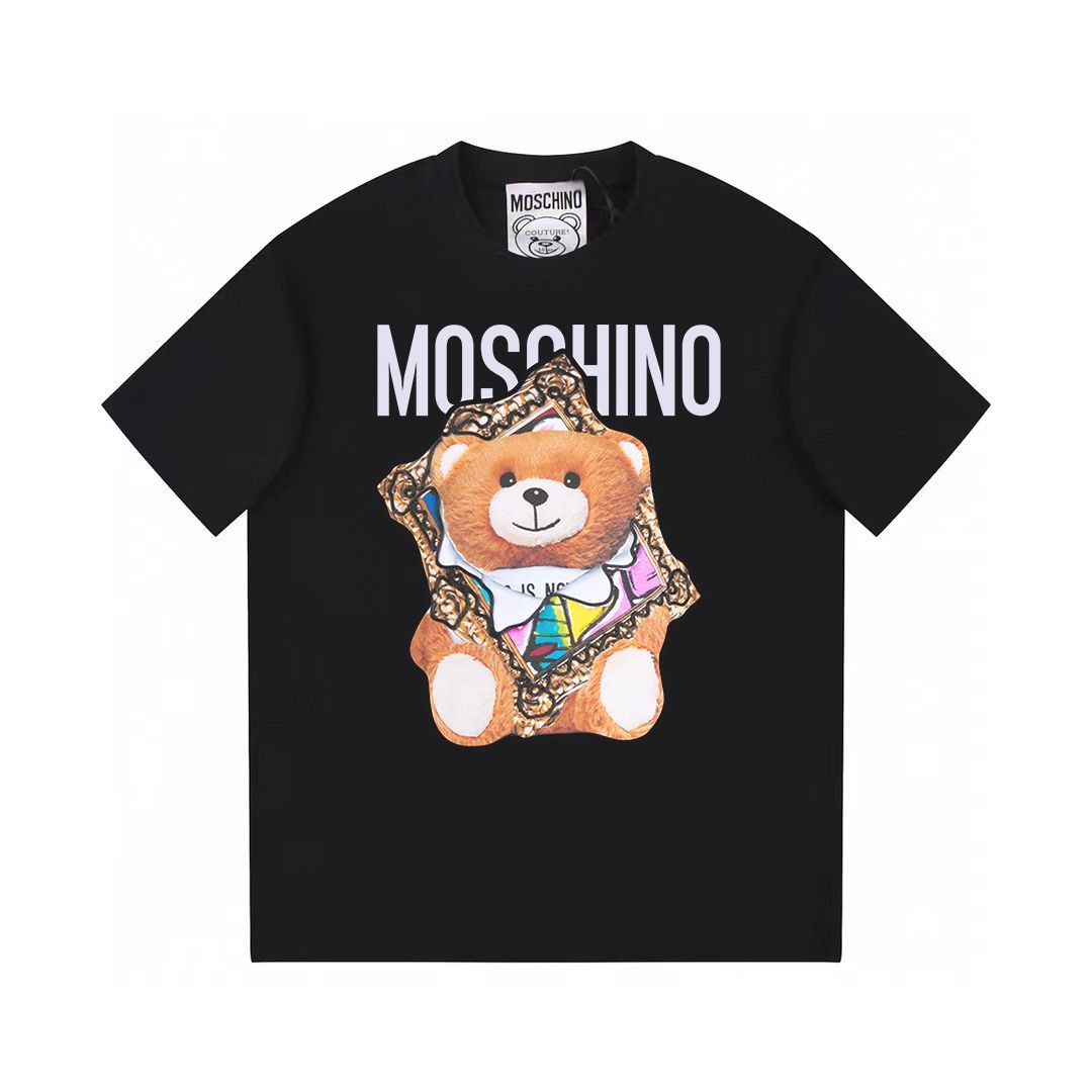 Moschino モスキーノ ノ ピクチャーフレーム ベアープリント ブラック 半袖Tシャツ