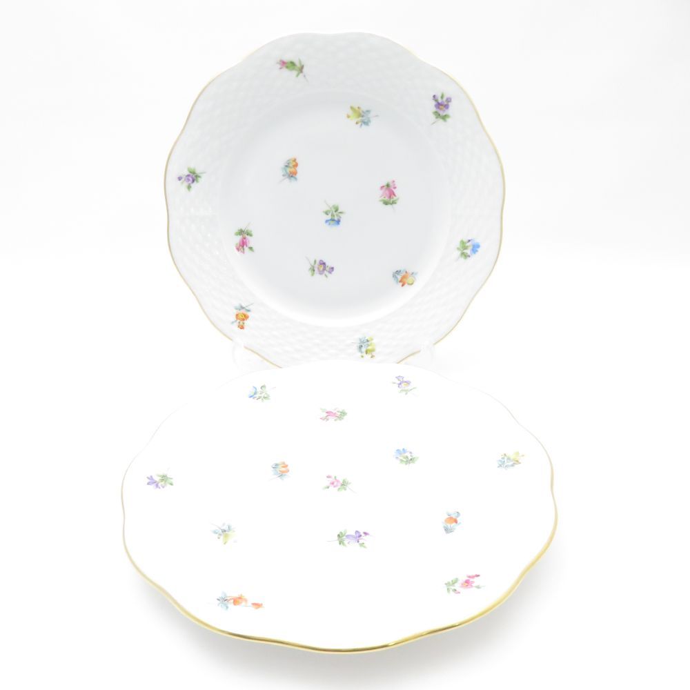 Herend ヘレンド ミルフルール MF 517 中皿 2枚 ペア 19cmデザートプレート 小花 フラワー SU11988S2