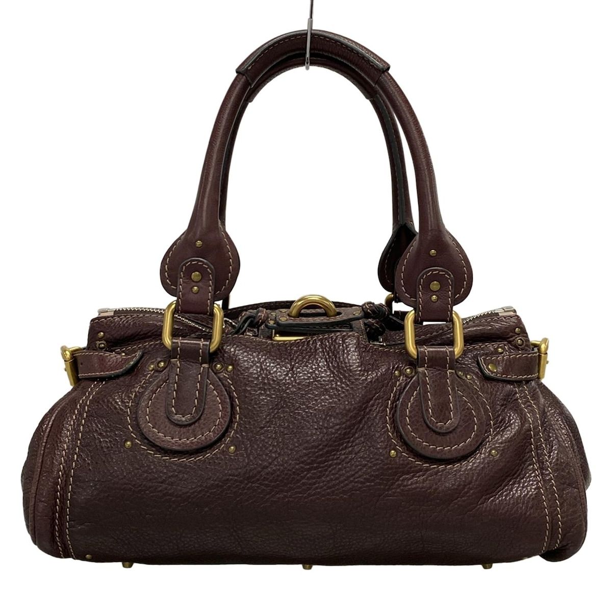 Chloé パティントン南京錠付黒 レザー ハンドバッグギャランティ有り Chloe(クロエ) ハンドバッグ パディントン ボルドー パドロック