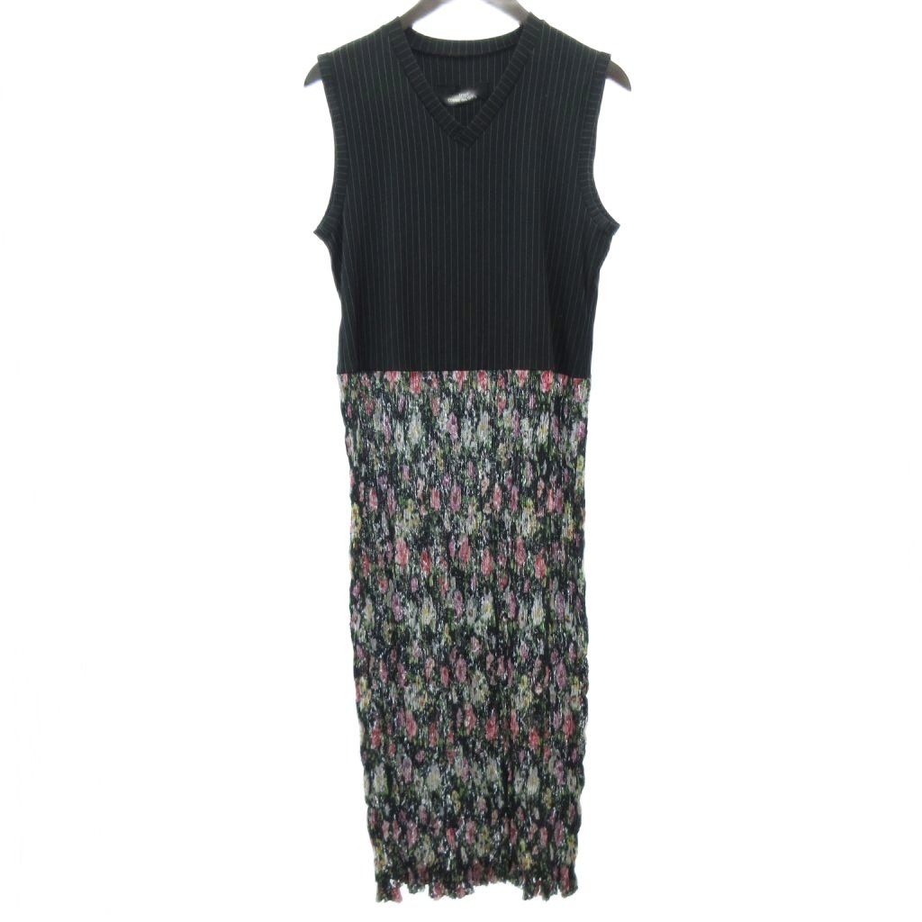 トリココムデギャルソン tricot COMME des GARCONS 90s プリーツ ワンピース 切替 ロング マルチカラー Ｆ フリーサイズ TA-T0006M