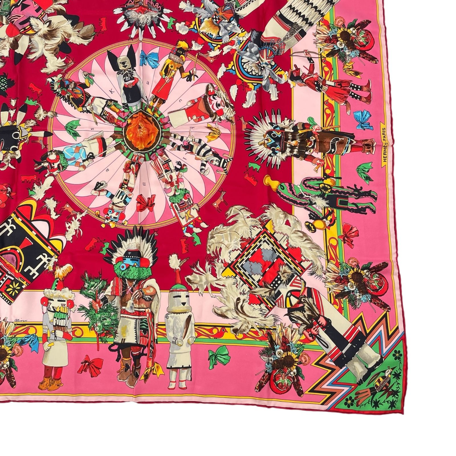 極美品 HERMES エルメス スカーフ シルク カレ90 カチナ民族