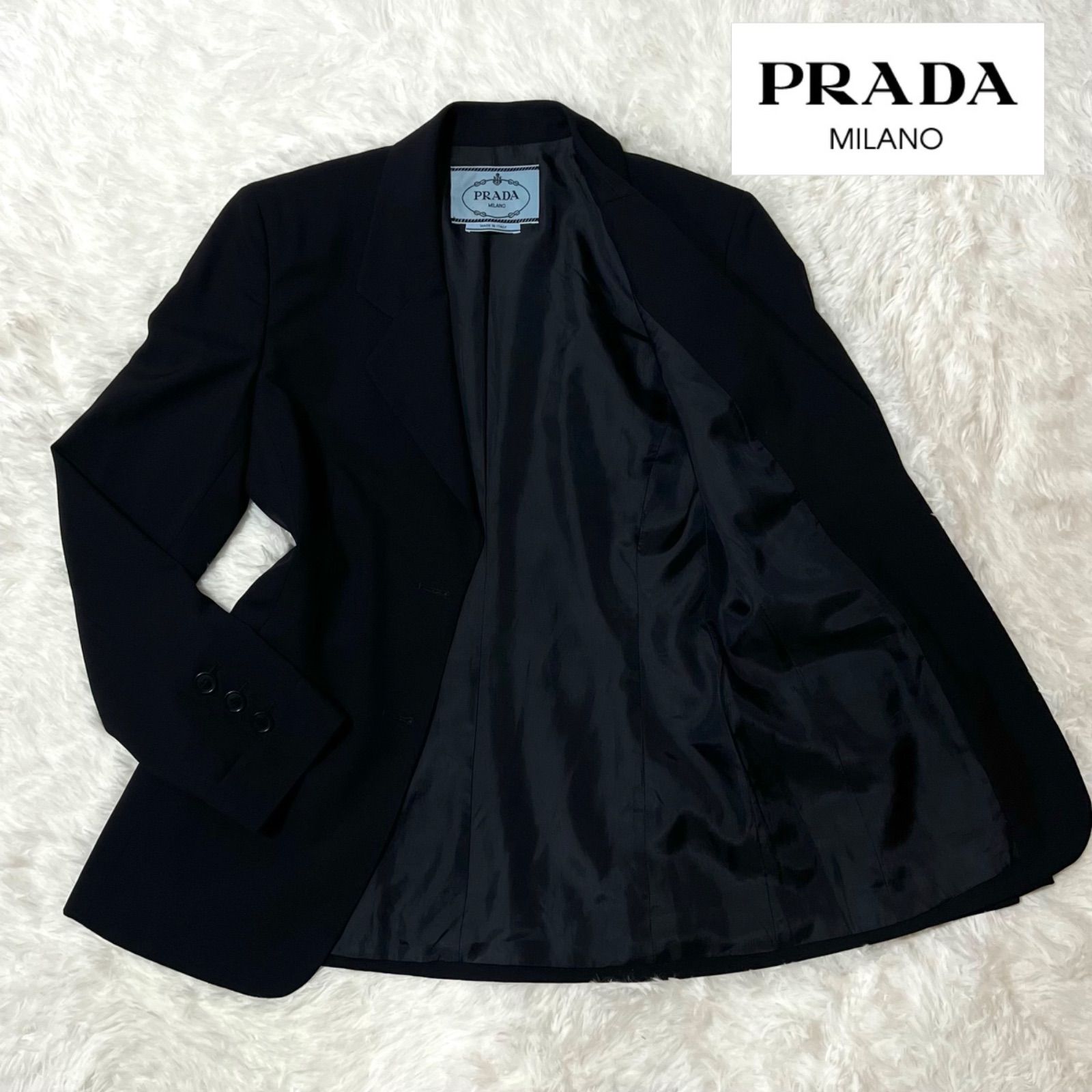 美品】PRADA プラダ テーラードジャケット ブラック系 サイズ40 M-L 