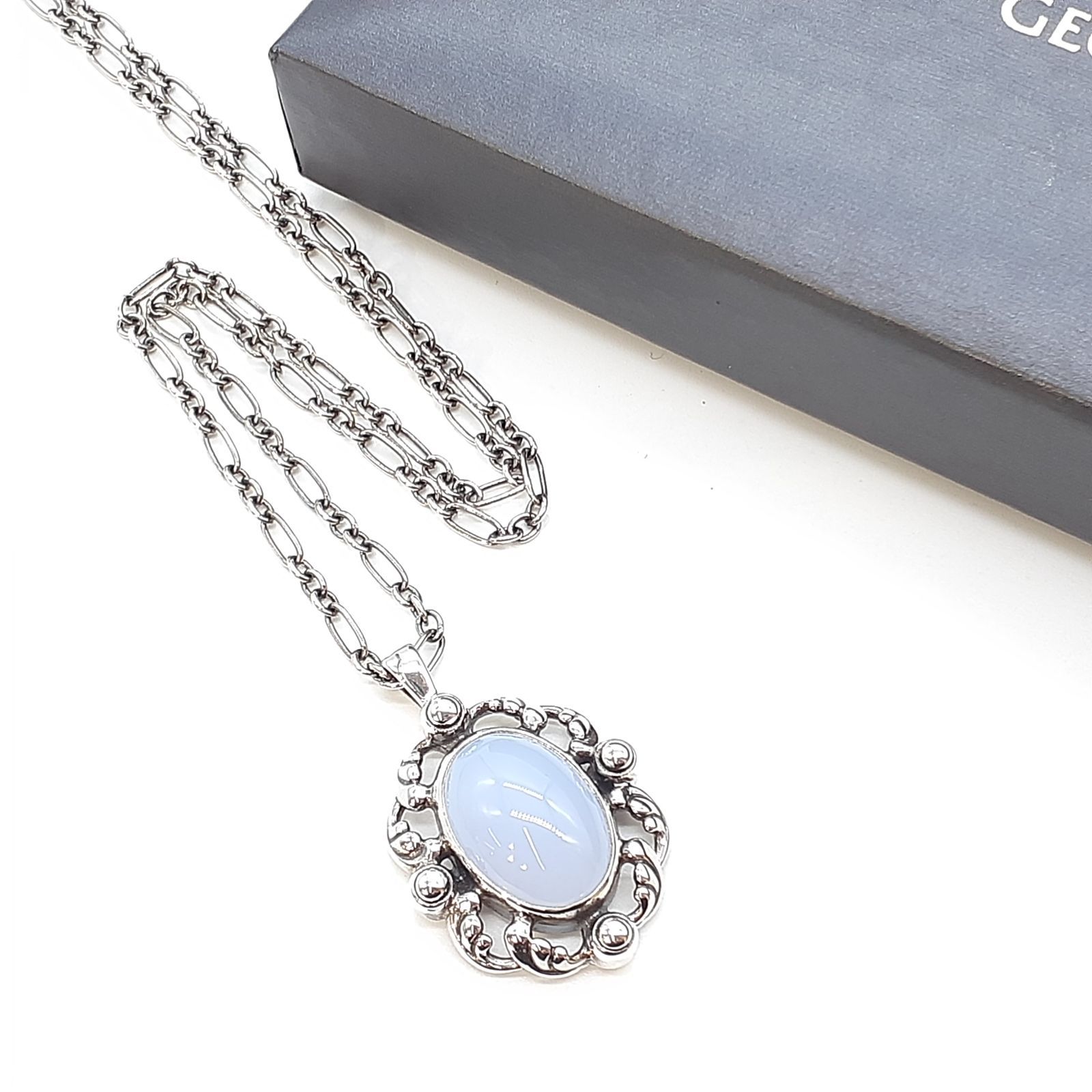 GEORG JENSEN ネックレス 2018年 ブルーカルセドニー イヤーペンダント 
