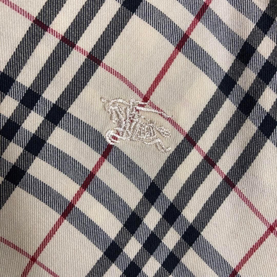 ▪️バーバリーブリット　長袖シャツ　ノバチェック柄　袖　襟　ロゴ刺繍 Burberry London ノバチェック柄 長袖シャツ ホースロゴ刺繍 M