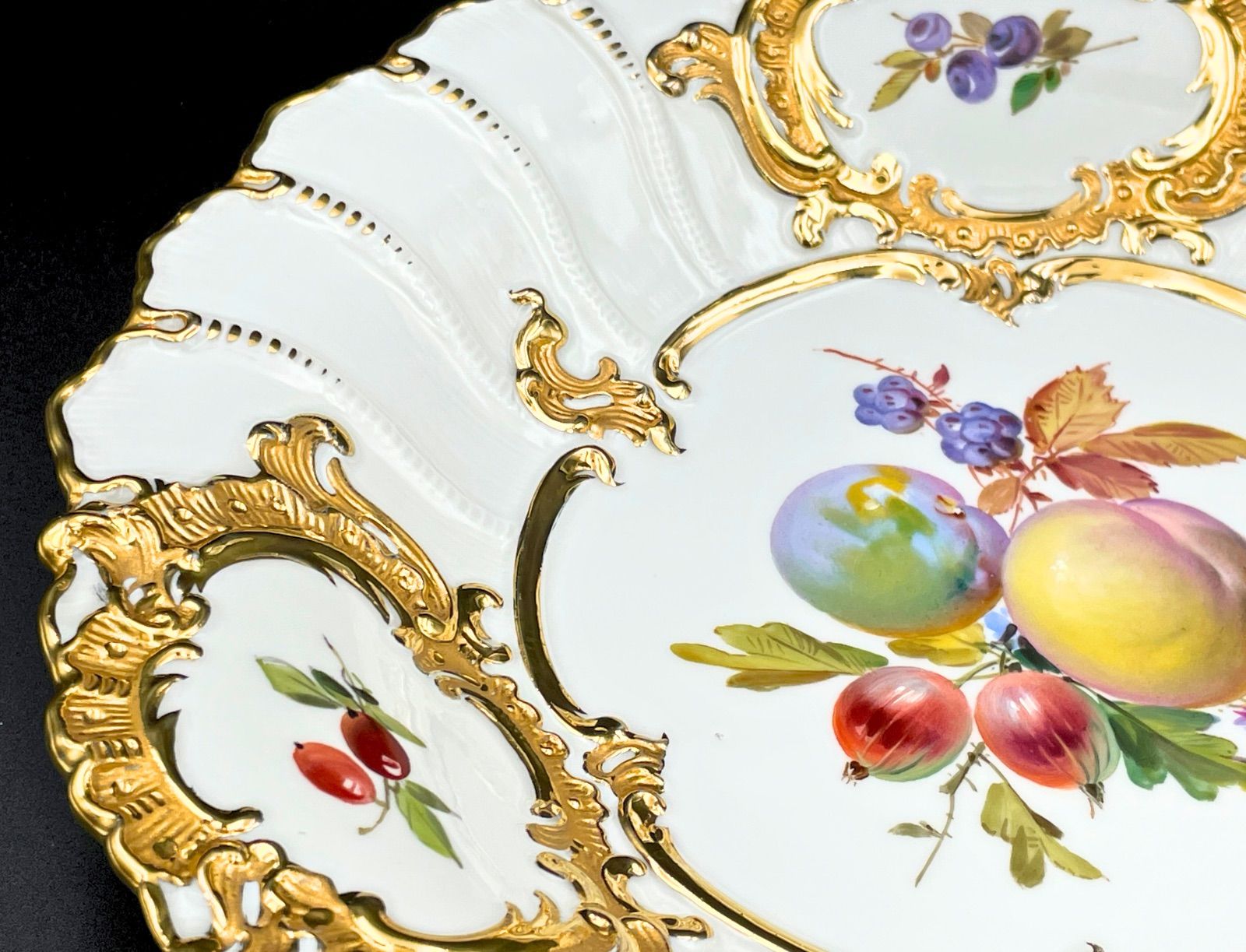 MEISSEN - マイセン 「卓上の果物」H・ブレチュナイダー 陶板画 14.5