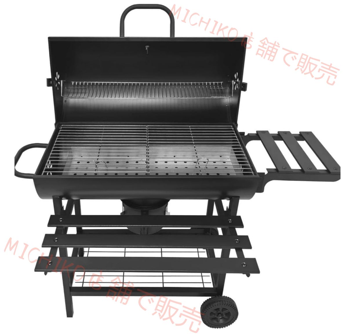 バーベキューコンロ バーベキューコンロ大型 焚き火台 BBQグリル アメリカンオーブン アウトドア キャンプ 収納 バーベキュースタンド 炭火焼き 複数人での利用に適しています 調味料棚板付き アウトドア 持ち運び バーベキュー 焜炉 キャンプ用品