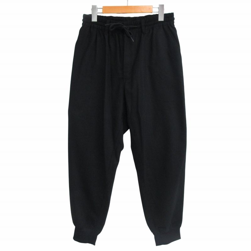 ワイスリー Y-3 ADIDAS ヨウジヤマモト FLANNEL CUF PNT IL2148 ジョガーパンツ ウールブレンド イージースラックス 黒 ブラック S