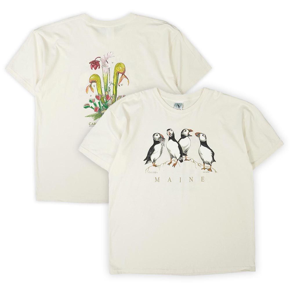 リバティーグラフィックス LIBERTY GRAPHICS 未使用 デッドストック 00's 2000年代 テストプリントTシャツ 非売品 動物 植物 MADE IN USA アメリカ製 ヴィンテージ 古着 メンズ カットソー 生成り XL【中