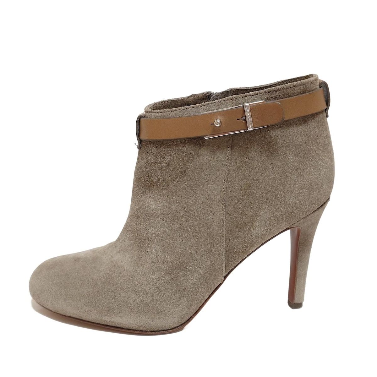 COACH コーチ ブーティ 37 レディース - グレーベージュ×ブラウン レザー